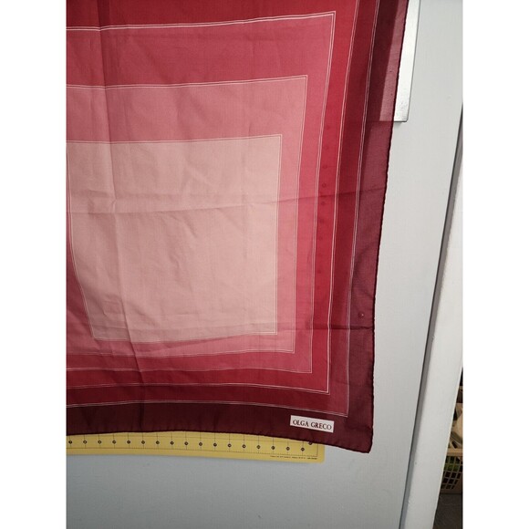 Olga Greco Women Polyester Chiffon Square Scarf Geometric Print Maroon to Pink - Picture 5 of 10
